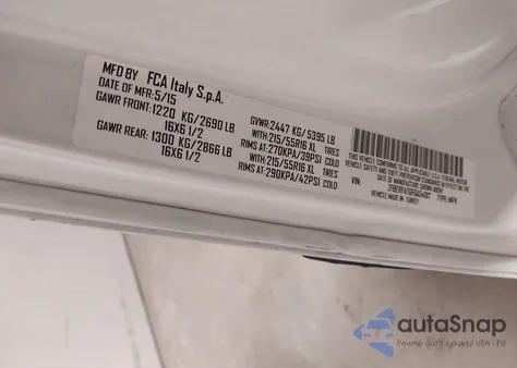 2015 Ram Promaster City Tradesman z USA, uszkodzony, nr VIN ZFBERFAT6F6A54017